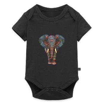 Elefant Mandala für einen Kunstliebhaber Elefant - Baby Premium Kurzarmbody - Schwarz - Vorne