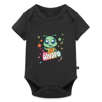 ÁLVARO - Beautiful boy name with cute alien - Baby Premium short-sleeve bodysuit - black - Front