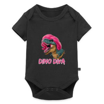 Wilder Dinosaurier mit rosa Haar Dino Diva für - Baby Premium Kurzarmbody - Schwarz - Vorne