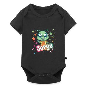 JORGE - Beautiful boy name with cute alien - Baby Premium short-sleeve bodysuit - black - Front