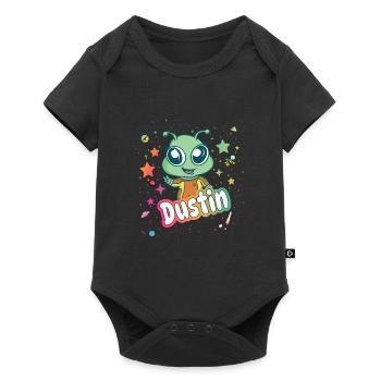 DUSTIN - Beau nom de garçon avec un extraterrestre mignon - Body à manches courtes Premium Bébé - noir - Devant