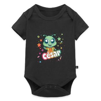 CÉSAR - Beautiful boy name with cute alien - Baby Premium short-sleeve bodysuit - black - Front