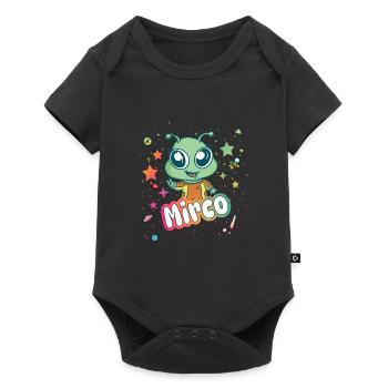 MIRCO - Beautiful boy name with cute alien - Baby Premium short-sleeve bodysuit - black - Front