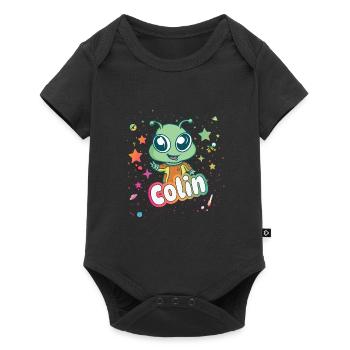 COLIN - Beautiful boy name with cute alien - Baby Premium short-sleeve bodysuit - black - Front