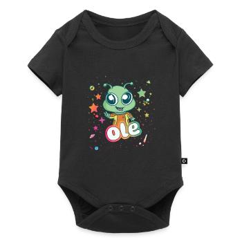 OLE - Beautiful boy name with cute alien - Baby Premium short-sleeve bodysuit - black - Front