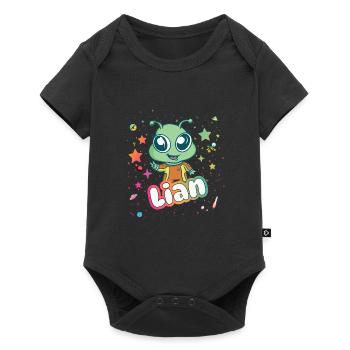 LIAN - Beau nom de garçon avec extraterrestre mignon - Body à manches courtes Premium Bébé - noir - Devant