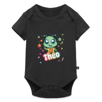 THEO - Beautiful boy name with cute alien - Baby Premium short-sleeve bodysuit - black - Front