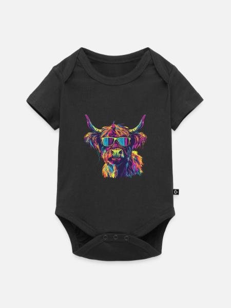 Schottisches Hochlandrind Highland Cattle - Baby Premium Kurzarmbody - Schwarz