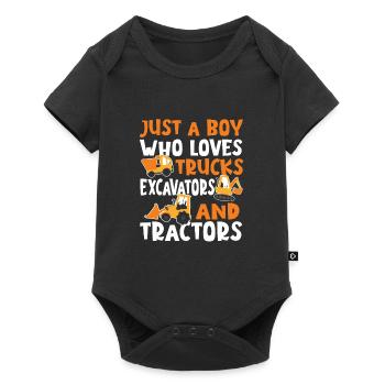 Juste un garçon qui conduit des camions, des excavatrices et des tracteurs - Body à manches courtes Premium Bébé - noir - Devant
