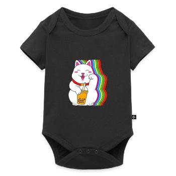 Maneki Neko Japan Lucky Charm Boba Tee - Baby Premium short-sleeve bodysuit - black - Front