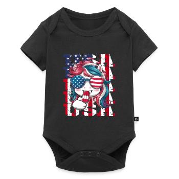 Patriotisches Einhorn Eis Amerikanische Flagge - Baby Premium Kurzarmbody - Schwarz - Vorne