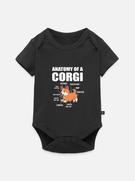Corgi Anatomie - Baby Premium Kurzarmbody - Schwarz