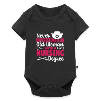 Never underestimate an old woman with a - Baby Premium short-sleeve bodysuit - black - Front