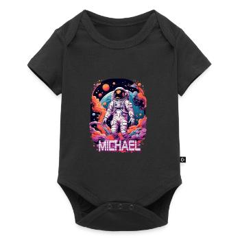 MICHAEL - Beautiful boy name with cool astronaut - Baby Premium short-sleeve bodysuit - black - Front