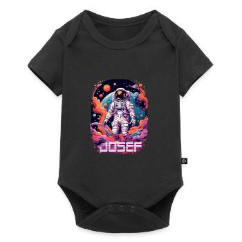 JOSEF - Beautiful boy name with cool astronaut - Baby Premium short-sleeve bodysuit - black - Front