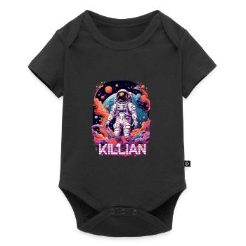 KILLIAN - Schöner Jungen Name mit coolem Astronaut - Baby Premium Kurzarmbody - Schwarz - Vorne