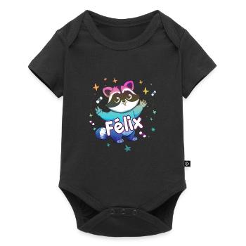 FÉLIX - Beautiful boy name with cute raccoon - Baby Premium short-sleeve bodysuit - black - Front