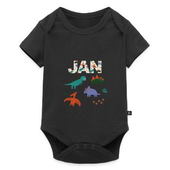JAN - Beautiful boy name with dinosaur - Baby Premium short-sleeve bodysuit - black - Front