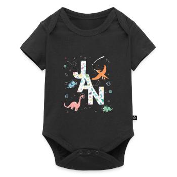 JAN - Beautiful boy name with dinosaur - Baby Premium short-sleeve bodysuit - black - Front