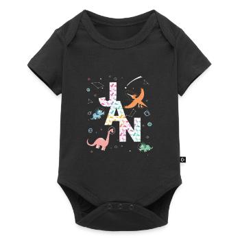 JAN - Beautiful boy name with dinosaur - Baby Premium short-sleeve bodysuit - black - Front