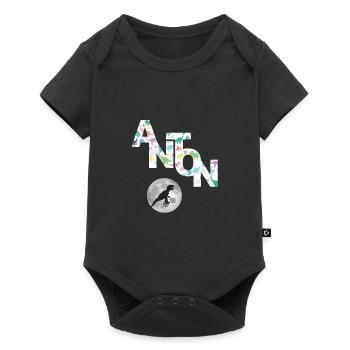 ANTON - Beau prénom de garçon avec dinosaure - Body à manches courtes Premium Bébé - noir - Devant