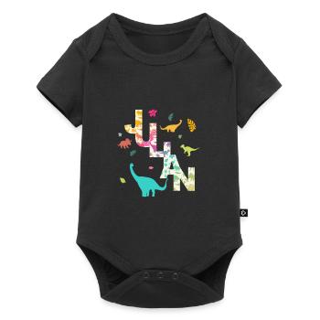 JULIAN - Beau prénom de garçon avec dinosaure - Body à manches courtes Premium Bébé - noir - Devant