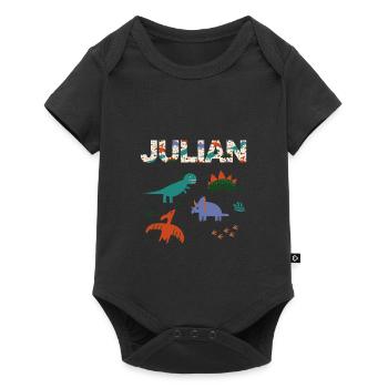 JULIAN - Beautiful boy name with dinosaur - Baby Premium short-sleeve bodysuit - black - Front