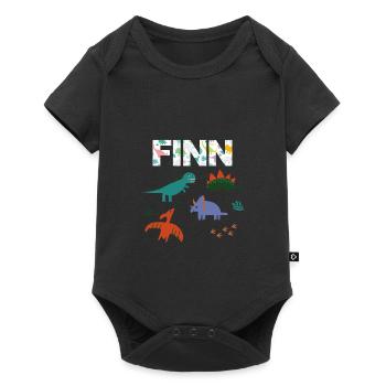 FINN - Beau prénom de garçon avec dinosaure - Body à manches courtes Premium Bébé - noir - Devant