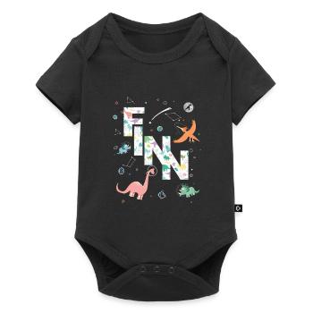 FINN - Beau prénom de garçon avec dinosaure - Body à manches courtes Premium Bébé - noir - Devant