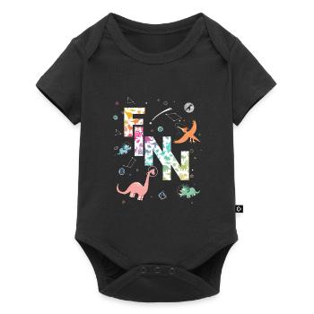FINN - Beau prénom de garçon avec dinosaure - Body à manches courtes Premium Bébé - noir - Devant