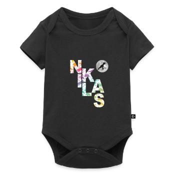 NIKLAS - Beautiful boy name with dinosaur - Baby Premium short-sleeve bodysuit - black - Front