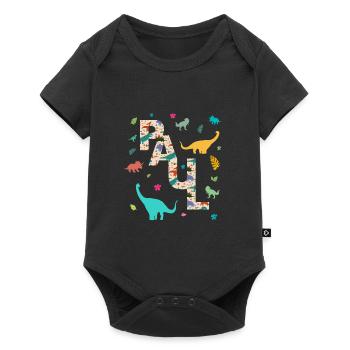 PAUL - Beautiful boy name with dinosaur - Baby Premium short-sleeve bodysuit - black - Front
