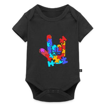 Langue des signes ASL sourd - Body à manches courtes Premium Bébé - noir - Devant