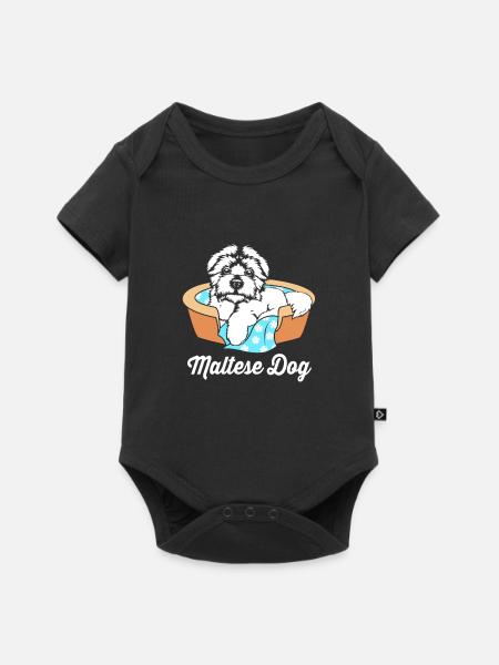Malteser Hund - Baby Premium Kurzarmbody - Schwarz
