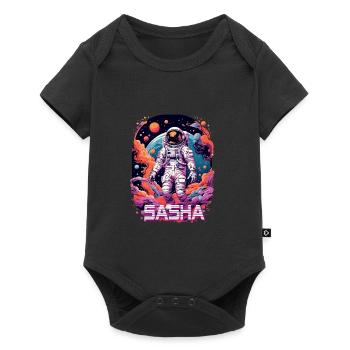 SASHA - Beautiful boy name with cool astronaut - Baby Premium short-sleeve bodysuit - black - Front
