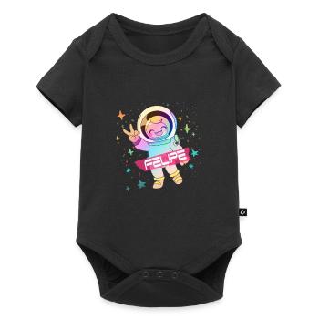 FELIPE - Beautiful boy name with cute astronaut - Baby Premium short-sleeve bodysuit - black - Front