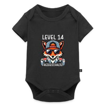 Level 14 Freigeschaltet Gamer Geburtstag Gaming - Baby Premium Kurzarmbody - Schwarz - Vorne
