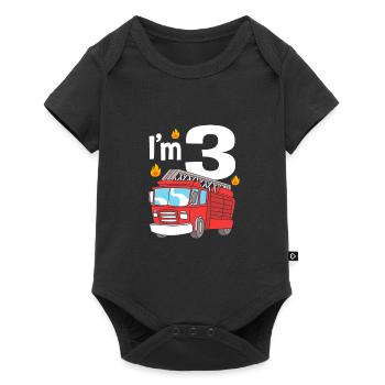 Feuerwehrauto Kindergeburtstag - Baby Premium Kurzarmbody - Schwarz - Vorne