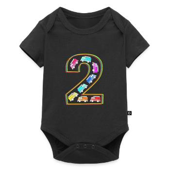 Feuerwehrauto Kindergeburtstag - Baby Premium Kurzarmbody - Schwarz - Vorne