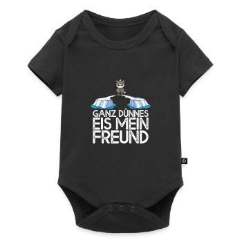 Ganz dünnes Eis mein Freund Katze Eisscholle - Baby Premium Kurzarmbody - Schwarz - Vorne