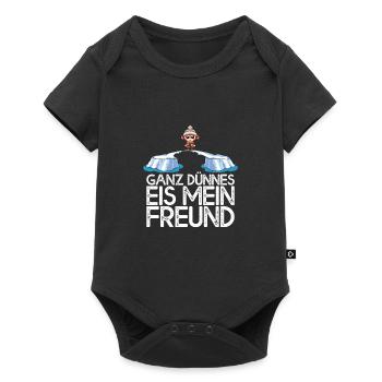 Ganz dünnes Eis mein Freund Affe auf Eisscholle - Baby Premium Kurzarmbody - Schwarz - Vorne