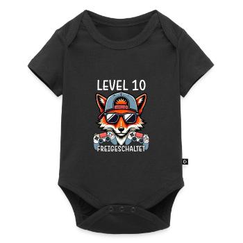 Level 10 Freigeschaltet Gamer Geburtstag Gaming - Baby Premium Kurzarmbody - Schwarz - Vorne