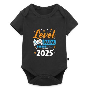 Level Complete Papa 2025 Loading Gamer Papa - Baby Premium Kurzarmbody - Schwarz - Vorne