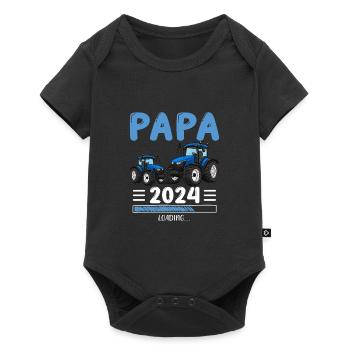 Papa 2024 Werdender Papa Vater Traktor - Baby Premium Kurzarmbody - Schwarz - Vorne