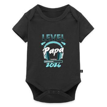 Level Complete Papa 2026 Loading Gamer Papa - Baby Premium Kurzarmbody - Schwarz - Vorne