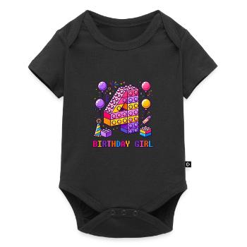 Kinder 4 Jahre alt Bauklötze 4. Birthday Girl - Baby Premium Kurzarmbody - Schwarz - Vorne