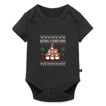 Vogel Weihnachten Rotkehlchen - Baby Premium Kurzarmbody - Schwarz - Vorne