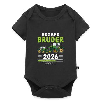 Großer Bruder 2026 Traktor Landwirt - Baby Premium Kurzarmbody - Schwarz - Vorne