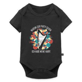 Harfe Geschenk Musikinstrument Musiker Zupfen - Baby Premium Kurzarmbody - Schwarz - Vorne