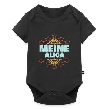 Geschenk für Alica - Baby Premium Kurzarmbody - Schwarz - Vorne